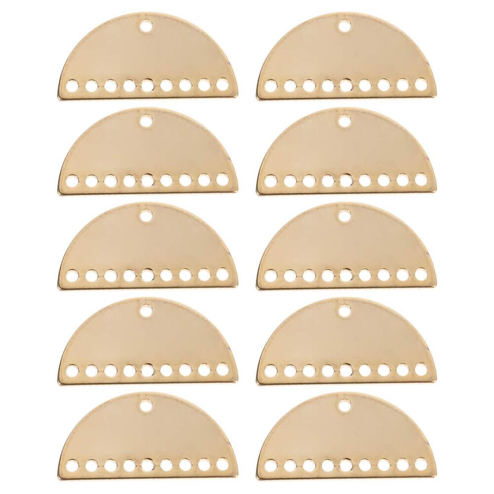 5664 10pcs Blank Stamping Tag Pendants Charms Metal Flat Half Circle Disc